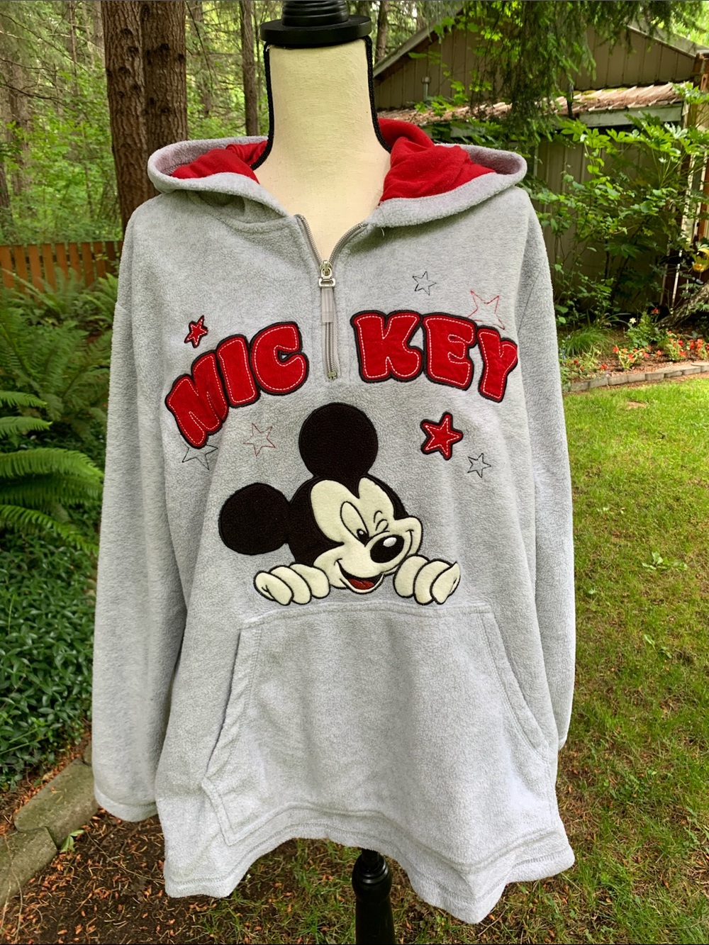 Disney Women's  Red and Gray Fleecy Pullover